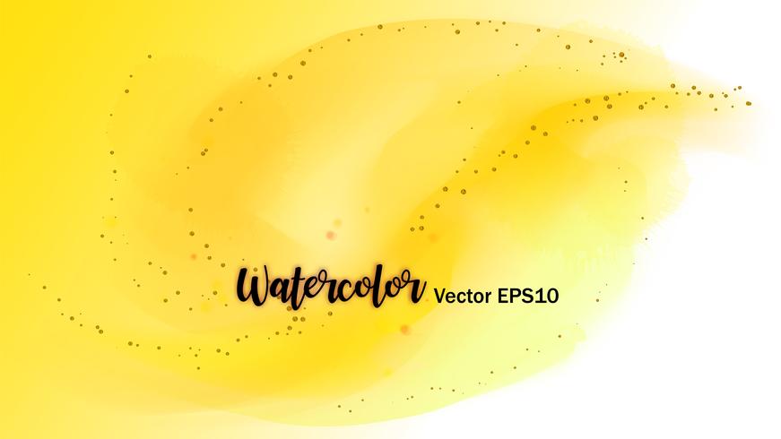 The color splashing in the paper. Watercolor brush strokes with gold glitter isolated on white. Creative illustration. Artistic color palette. Fashion background.  vector