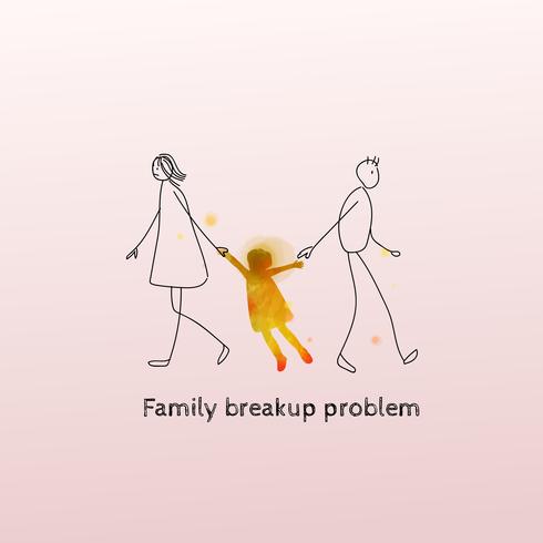 Concepto de problema de ruptura familiar. Divorcio, separación de padres e hijos. vector