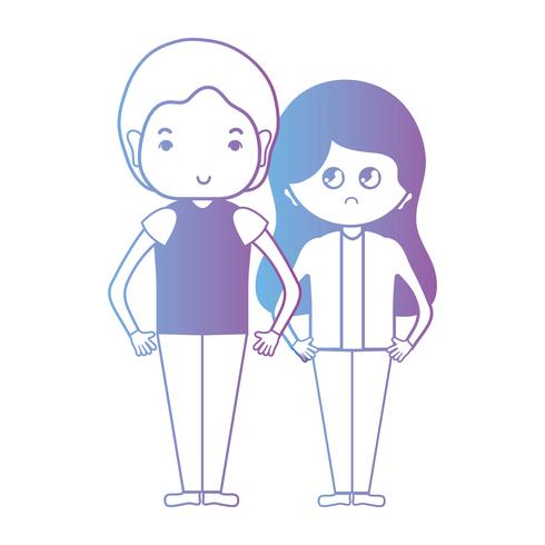 line nice couple together with hairstyle design vector