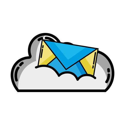 cloud data with e-mail card message vector