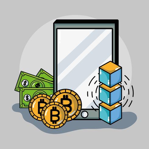 tecnología de seguridad de dinero digital de bitcoin vector