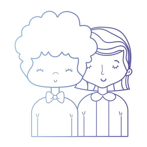 line beauty couple together with hairstyle design vector