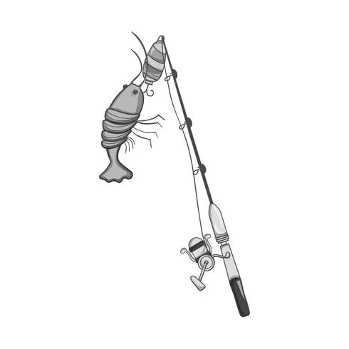 grayscale spincash reel catch the lobster food vector