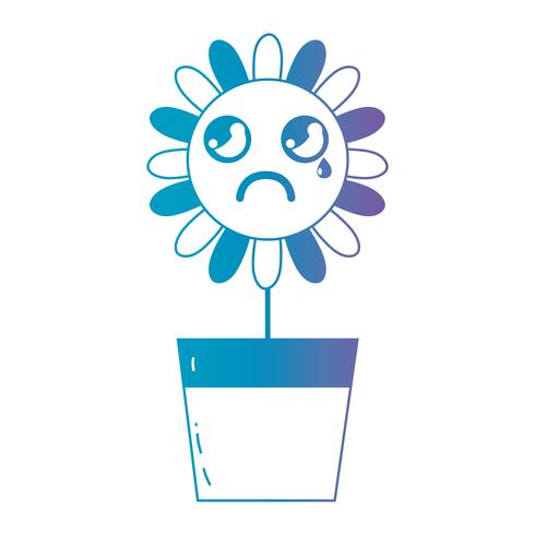 line kawaii cute crying flower vector