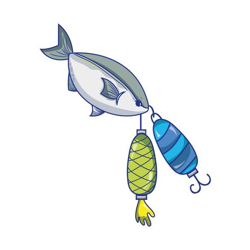 fish bitting spinner object to catch it vector