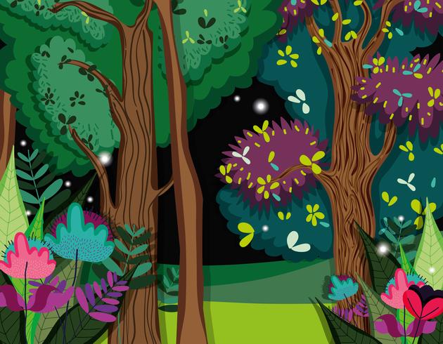Beautiful forest scenery vector