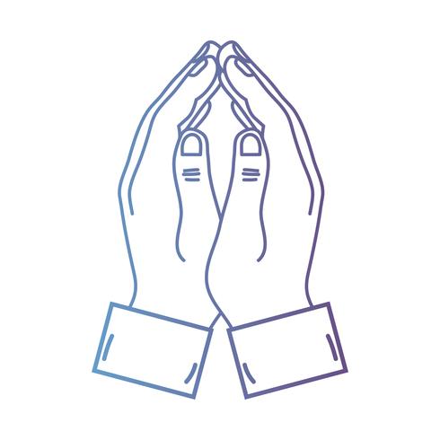 line person hands together with fingers vector