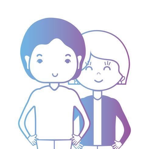 line couple togeter with hairstyle design vector