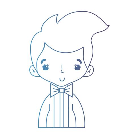 line nice boy with elegant suit and hairstyle design vector
