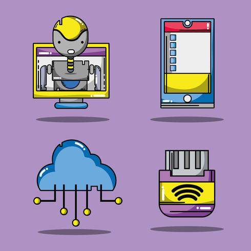 set technology patches data information vector