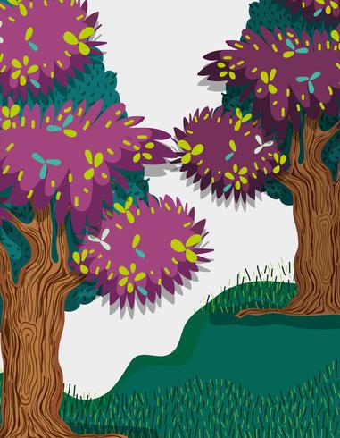 Beautiful forest scenery vector