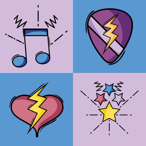 set rock festival concert event vector