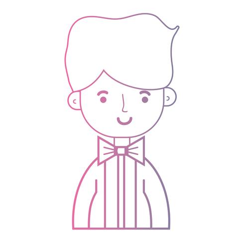 line nice boy with elegant suit and hairstyle design vector