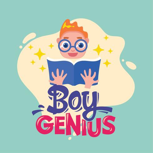 Boy Genius Phrase Illustration. Volver a la cita de la escuela vector