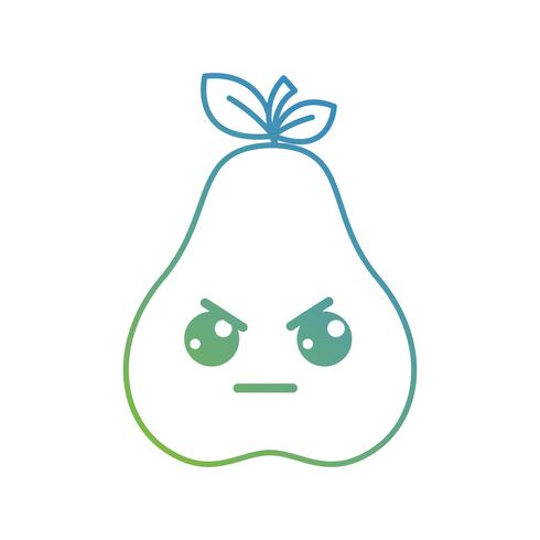 line kawaii cute angry pear fruit vector