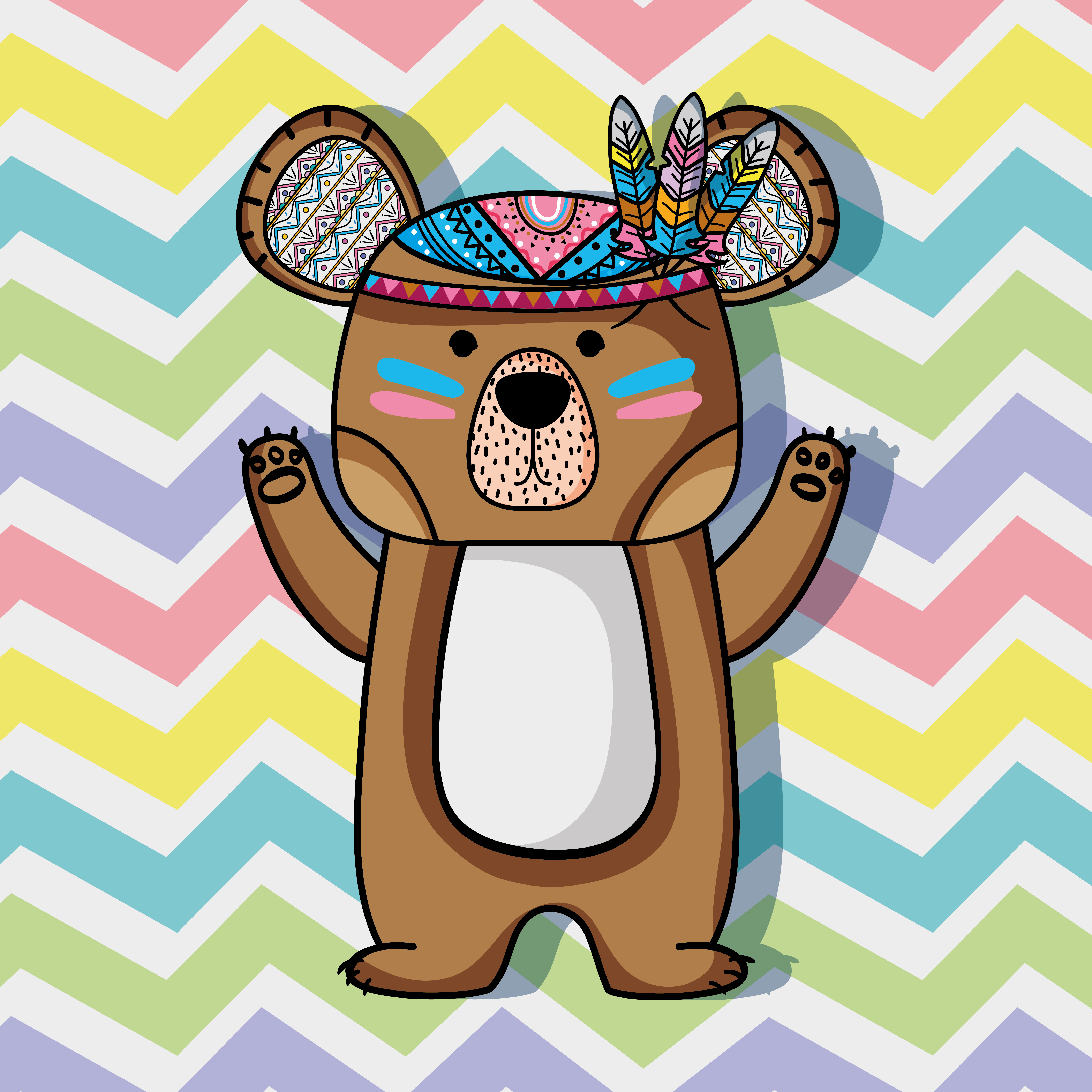 Download animal bear tribal with feathers design - Download Free ...