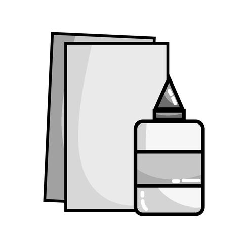 grayscale glue and cardboard scchool utensils to education vector