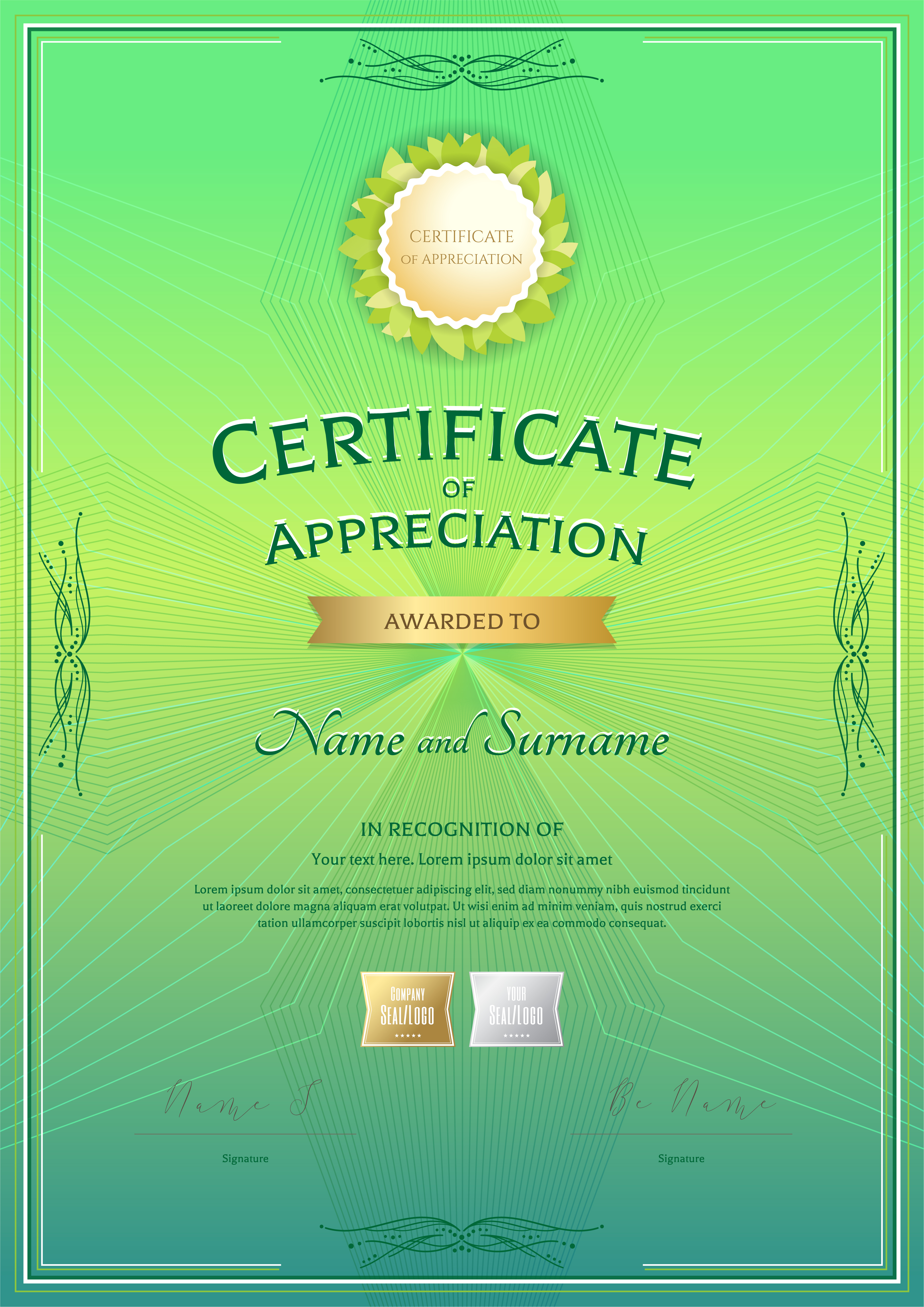 Certificates Of Appreciation Template