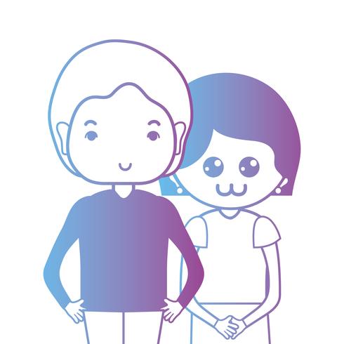 Línea pareja juntos con diseño de peinado. vector