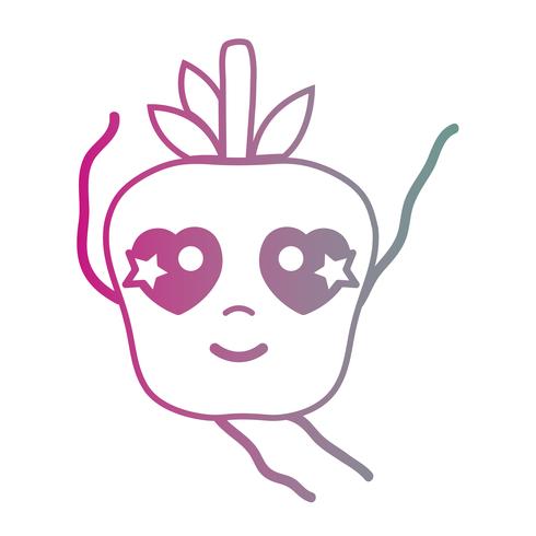 línea kawaii linda manzana feliz fruta vector