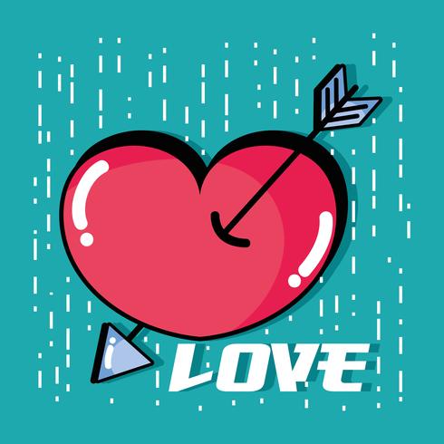 heart with arrow to romantic symbol design vector