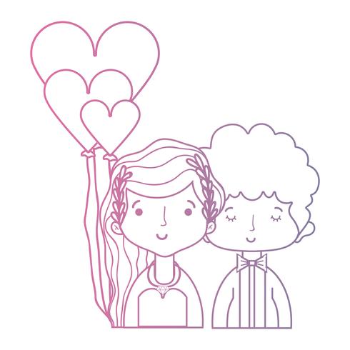 line beauty couple married with hairstyle design vector