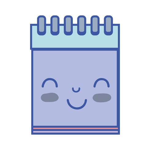 kawaii linda herramienta cuaderno feliz vector