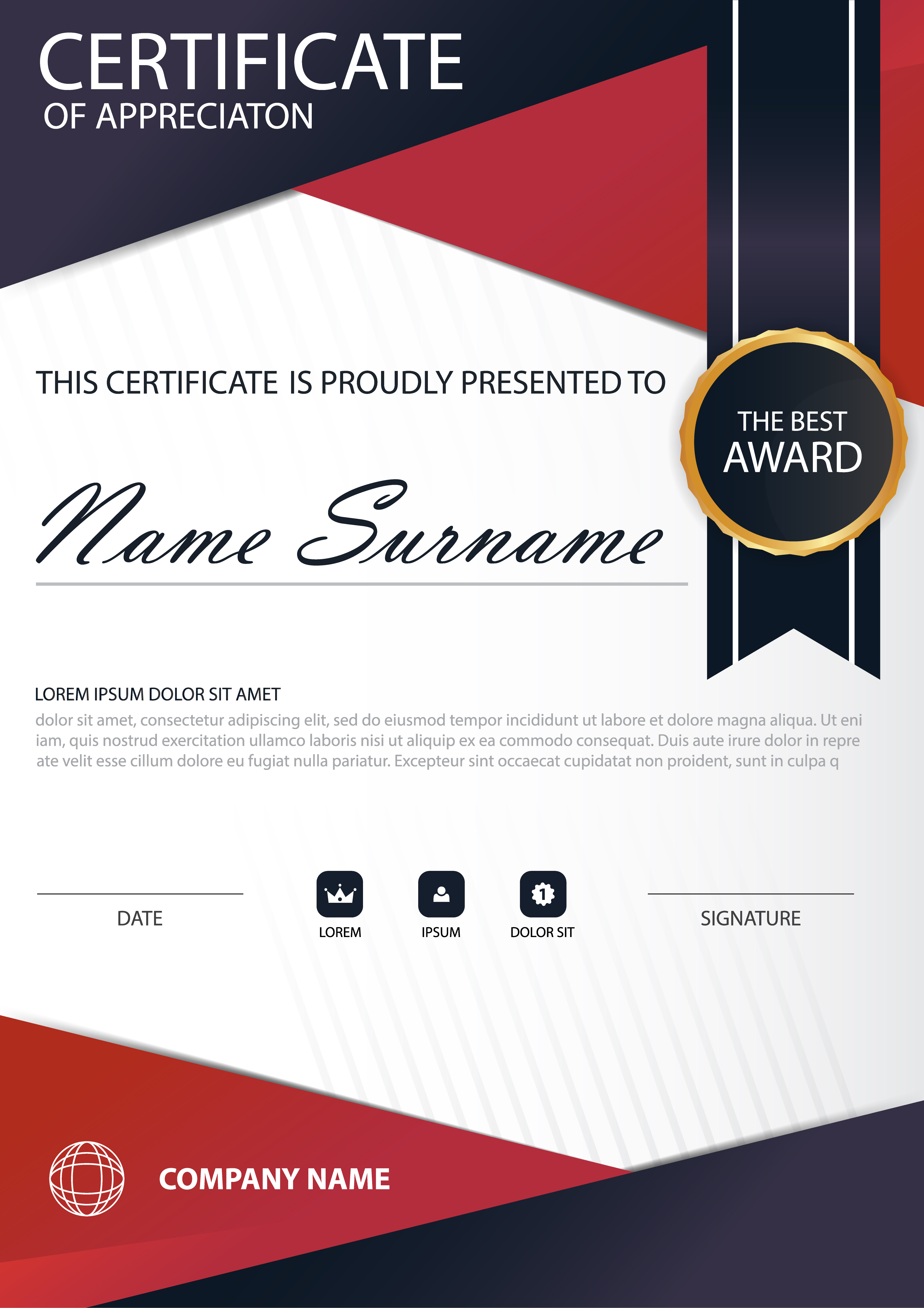 red-line-elegance-vertical-certificate-with-vector-illustration-white