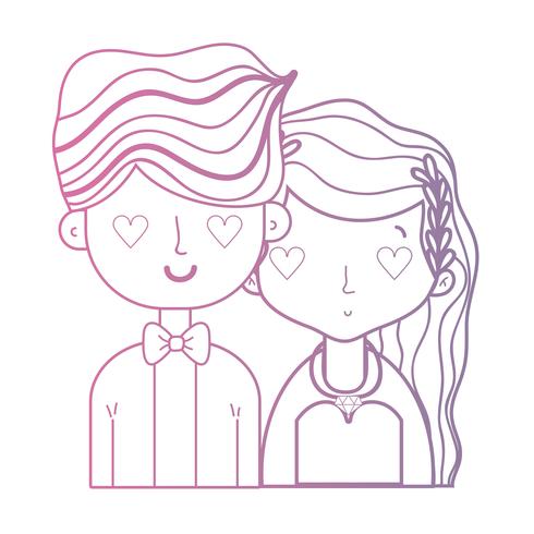 Línea de belleza pareja casada con diseño de peinado. vector