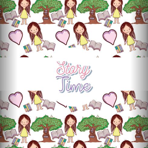 Story time books background pattern vector