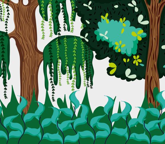 Beautiful forest scenery vector