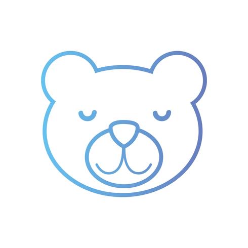 line cute teddy bear head design vector