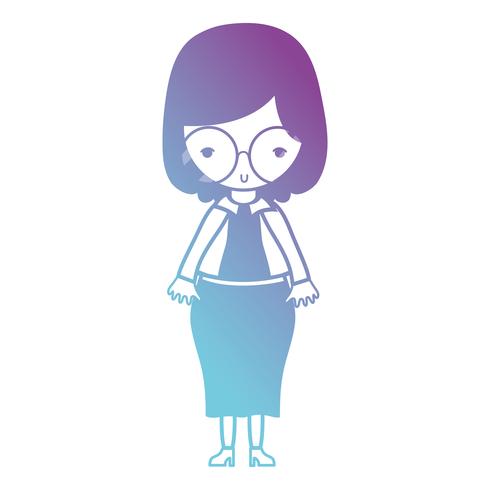 Línea de mujer con peinado y diseño de ropa elegante. vector