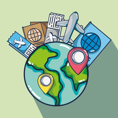 travel destination to vacation and adventure tourism vector