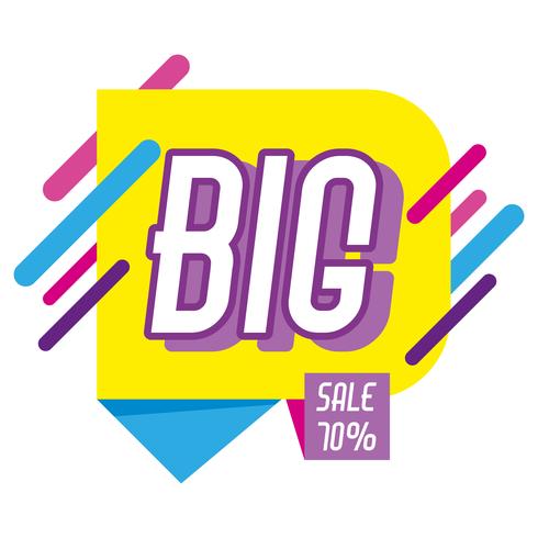 Big sale shopping poster memphis style vector