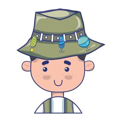 Pescador con diseño de sombrero y deporte divertido. vector