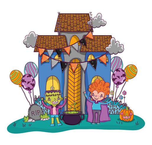 Halloween y dibujos animados infantiles vector