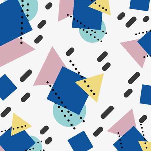 geometric color figures memphis style background vector