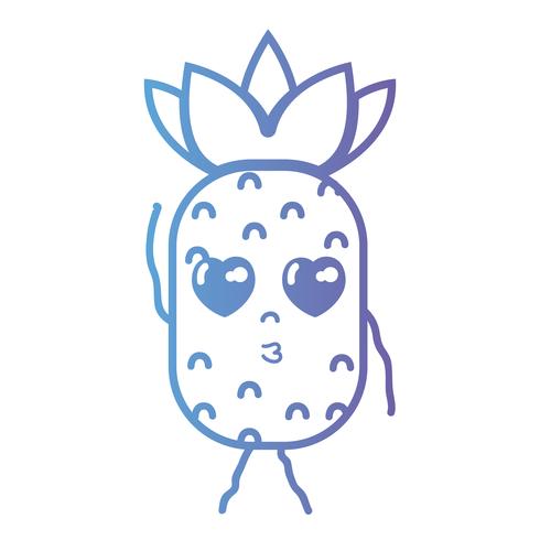 Line Kawaii Cute In Love Pineapple Fruit Vector Art At Vecteezy