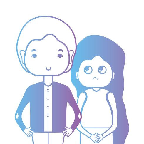 Línea pareja juntos con diseño de peinado. vector