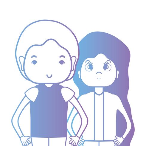 line couple togeter with hairstyle design vector
