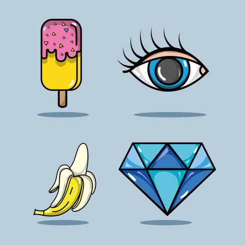 set fashion pop art patches design vector