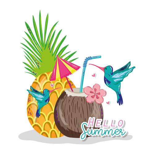 Hello summer card vector