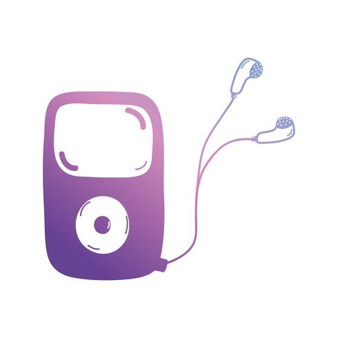 Línea de reproductor de mp3 para escuchar música con auriculares. vector