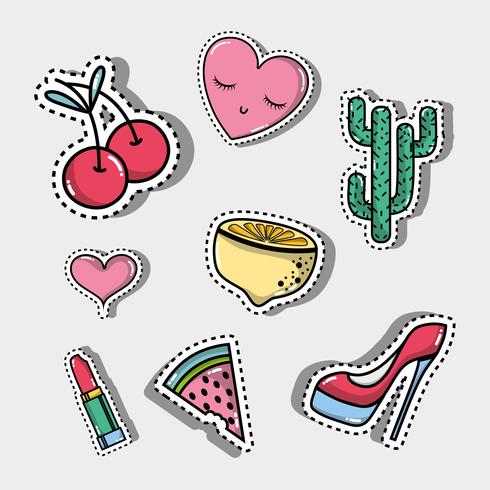 set fashion patches trendy design vector