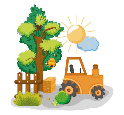 Beautiful farm cartoons vector