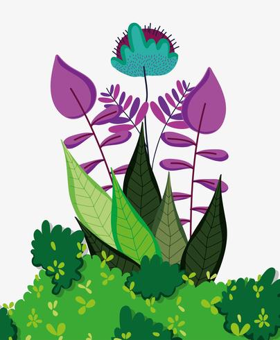 Forest flowers and leaves vector