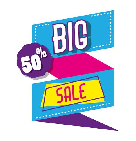 Big sale discounts poster memphis style vector