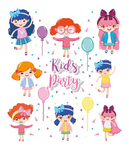 Kids party cartoons vector