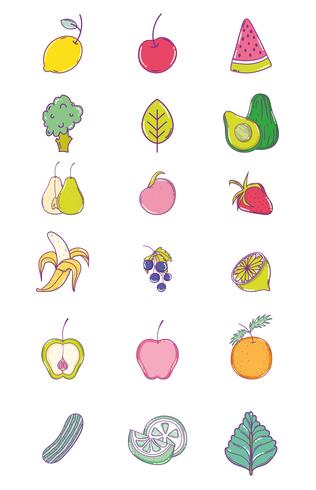 Set of fruits collection vector